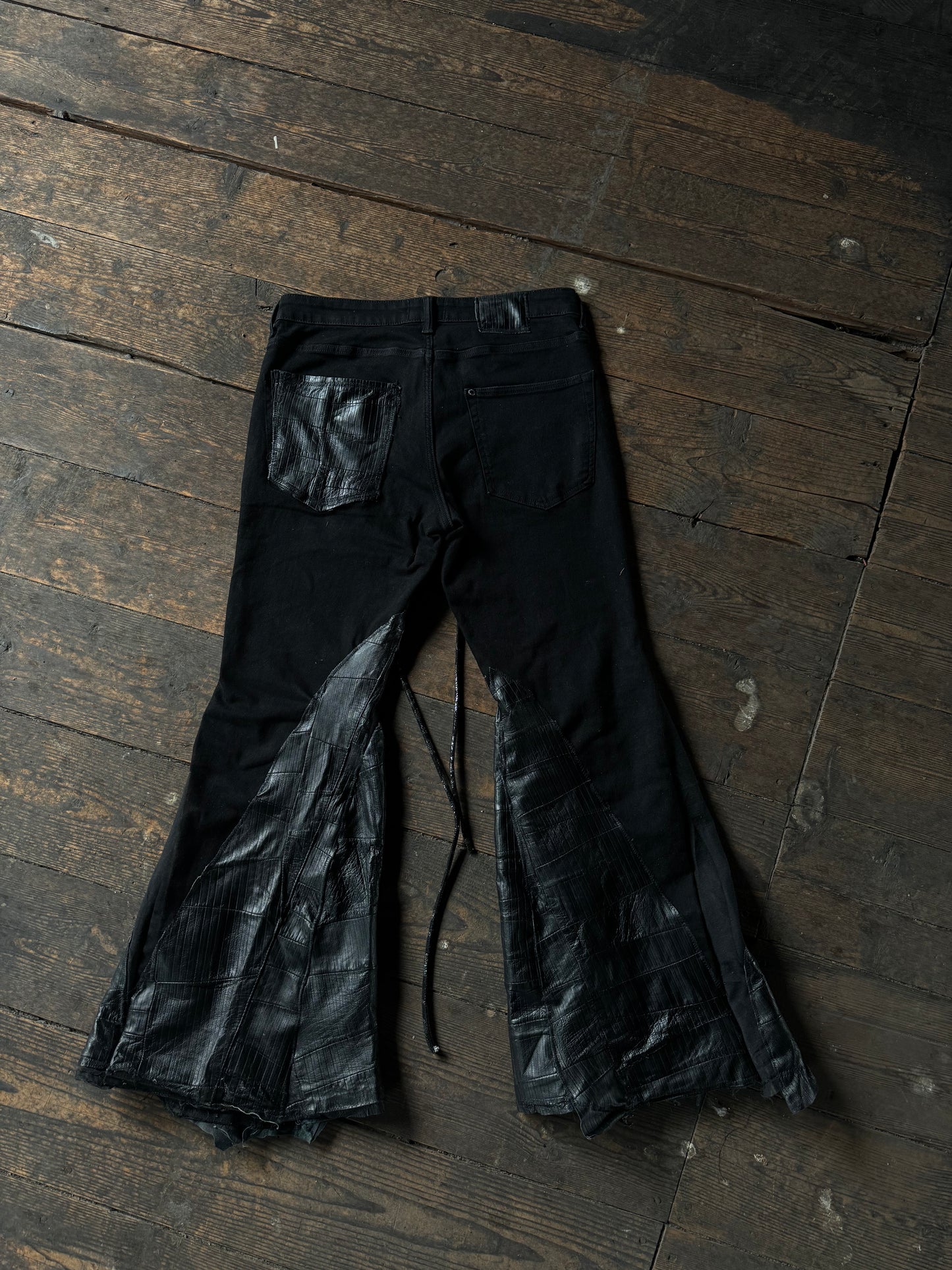 Flared Hybrid Leather Denim