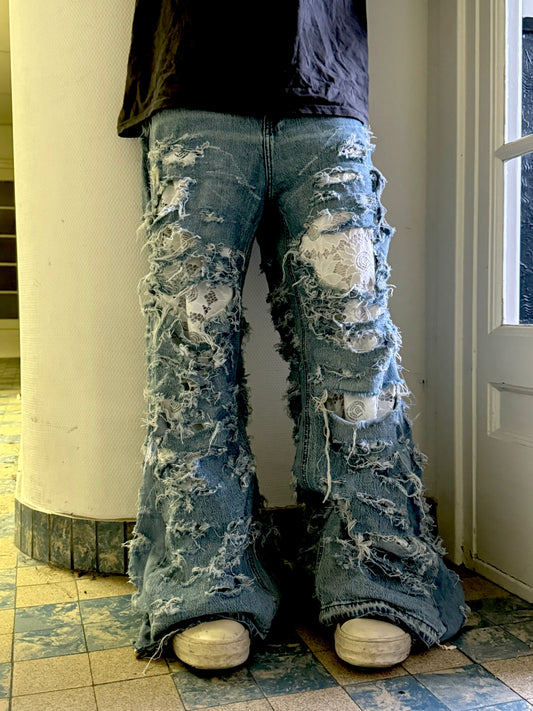 Destroyed Lace Denim
