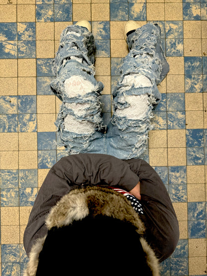 Destroyed Lace Denim