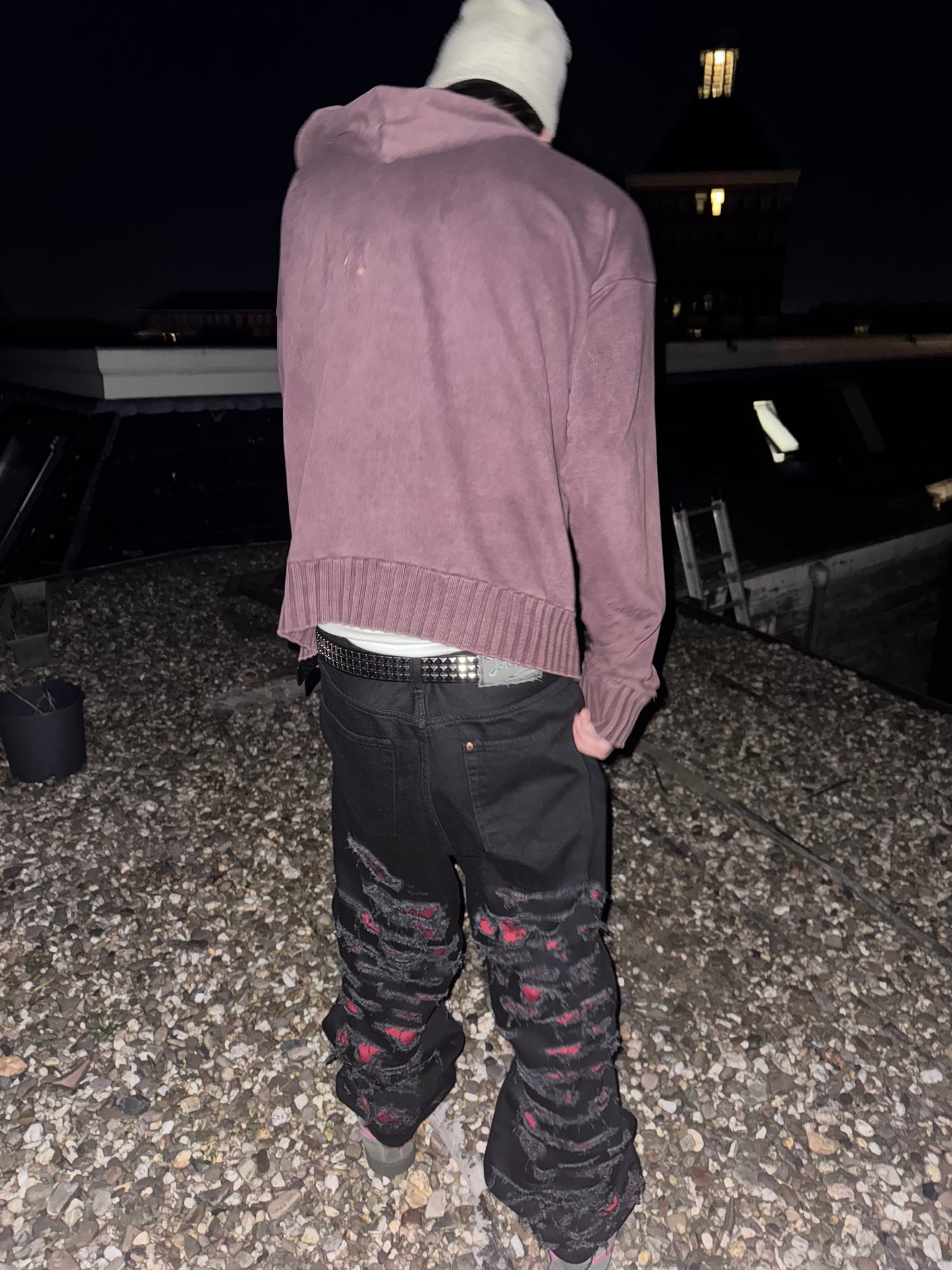 Ripped Red Denim