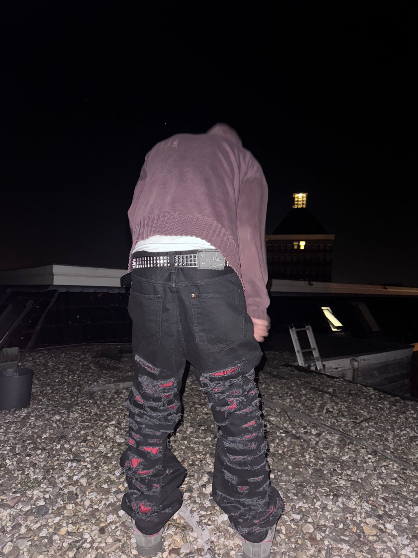 Ripped Red Denim